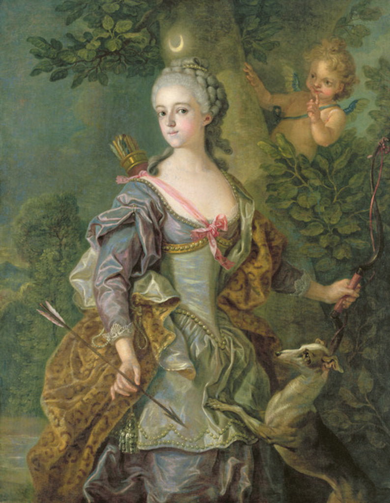 Detail of Luise Henriette Wilhelmine von Anhalt-Dessau as Diana by Charles-Amedee-Philippe van Loo
