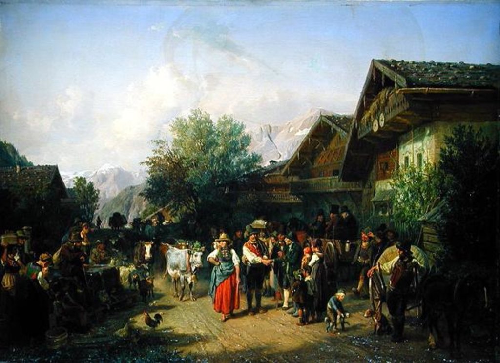 Detail of Homecoming from the Alpine Pasture, 1848 by Hermann Kauffmann