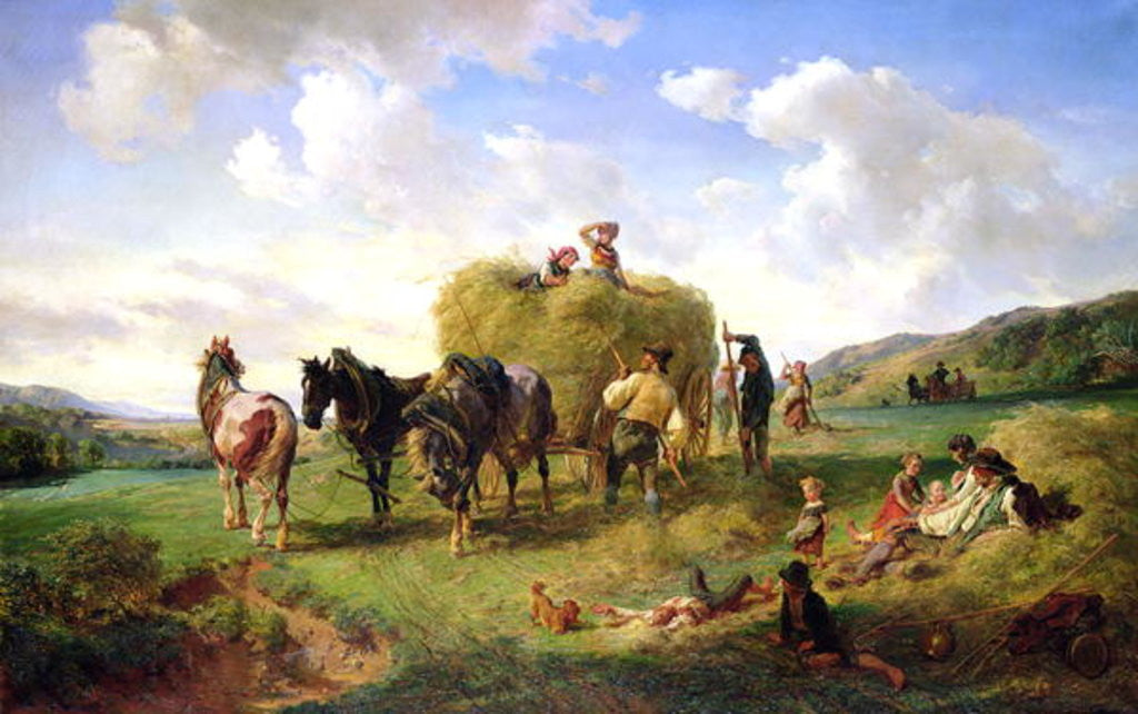 Detail of The Hay Harvest by Hermann Kauffmann