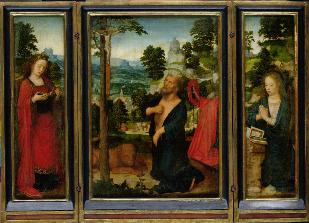 Detail of Triptych with St. Jerome, St. Catherine and Mary Magdalene by Adriaen Isenbrandt or Isenbrant