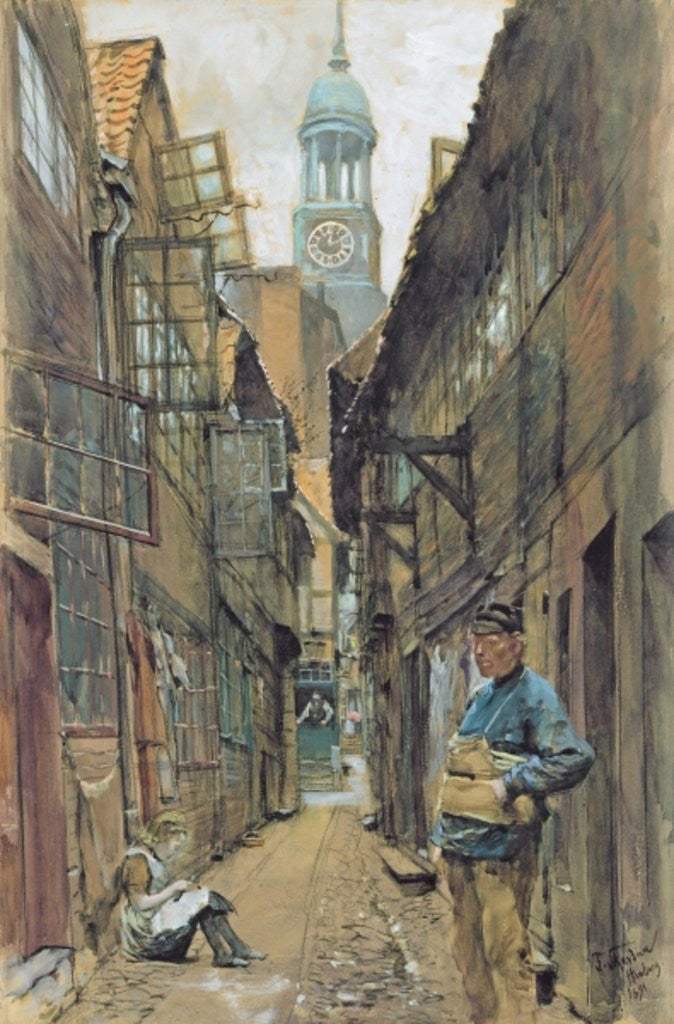 Detail of A Back Alley in Hamburg by Franz Skarbina
