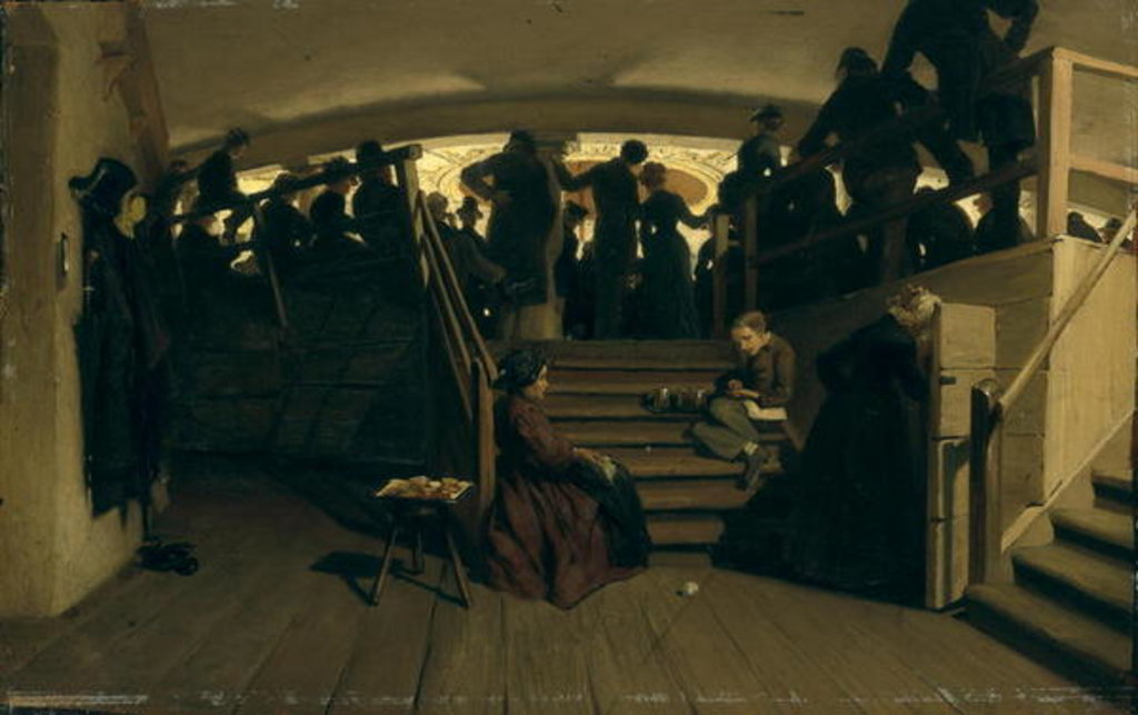 Detail of In the Gallery of the Hamburg State Theatre, c.1880 by Hans Speckter