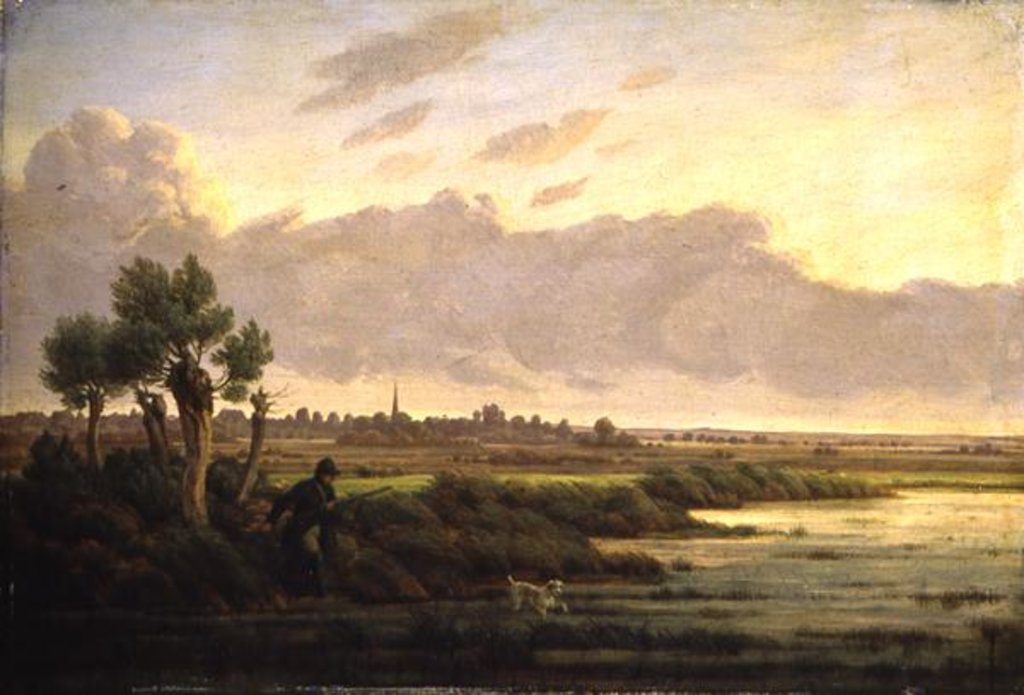 Detail of On the Alster at Winterhude, 1834 by Heinrich Stuhlmann