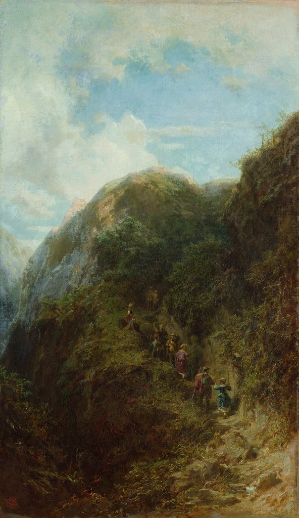Detail of Tourists in the Mountain by Carl Spitzweg