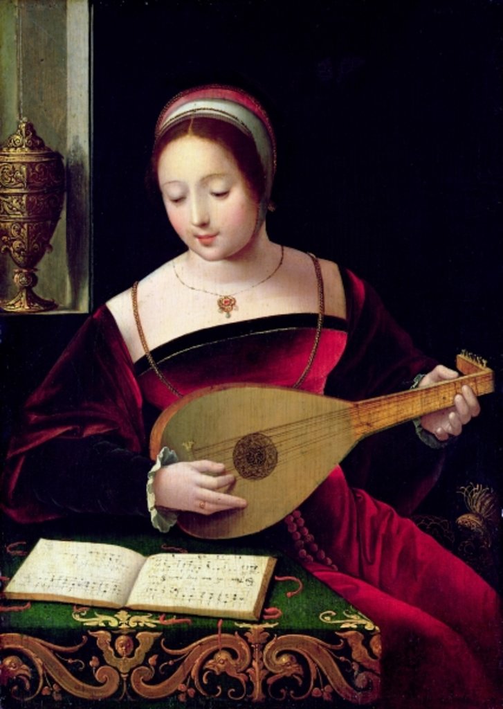 Detail of Mary Magdalene Playing the Lute by Master of the Female Half Lengths