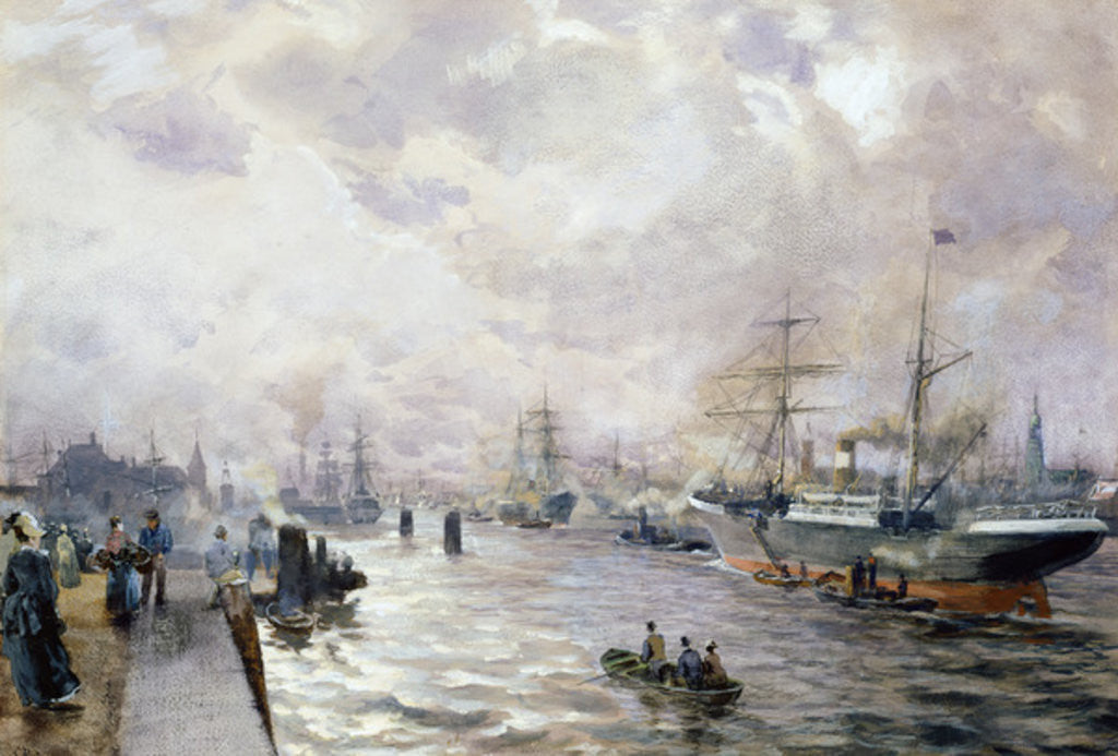 Detail of Sailing Ships in the Port of Hamburg by Carl Rodeck