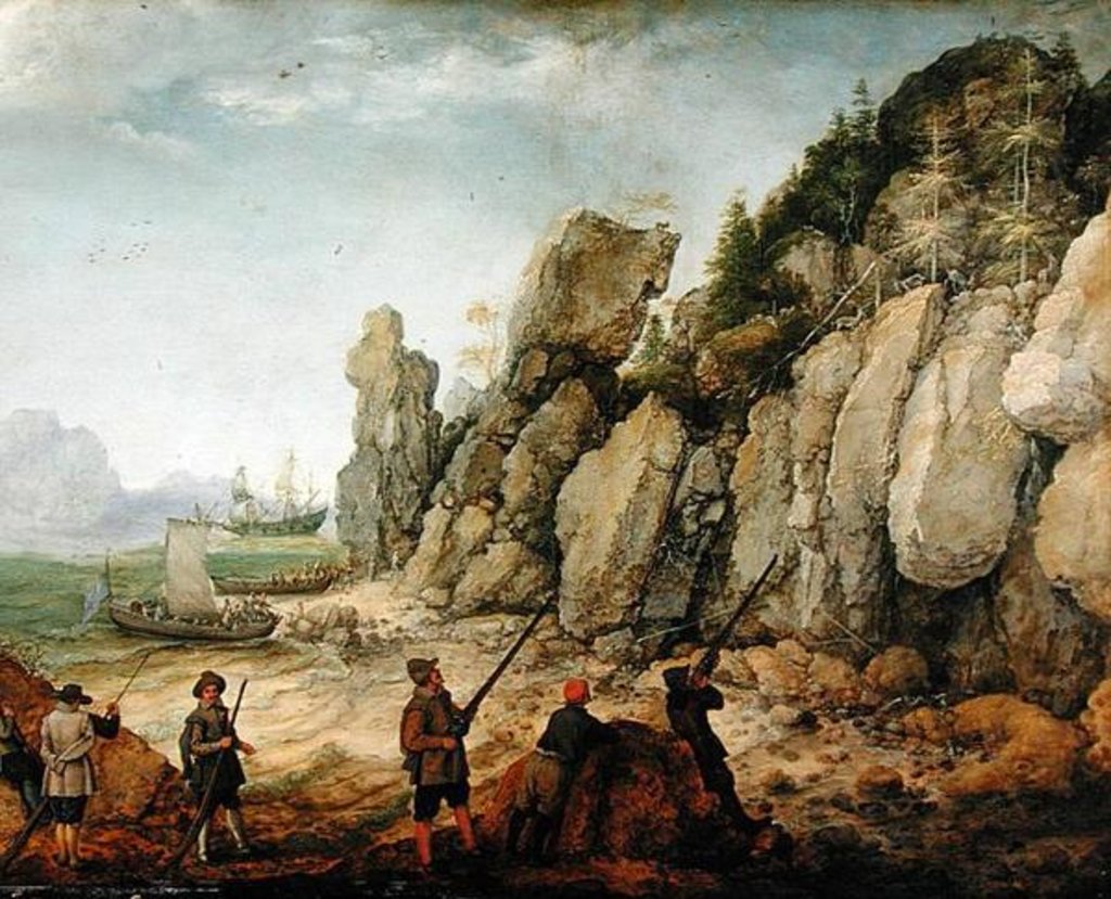 Detail of Detail of Wild goat hunting on the coast, 1620 by Adam Willaerts