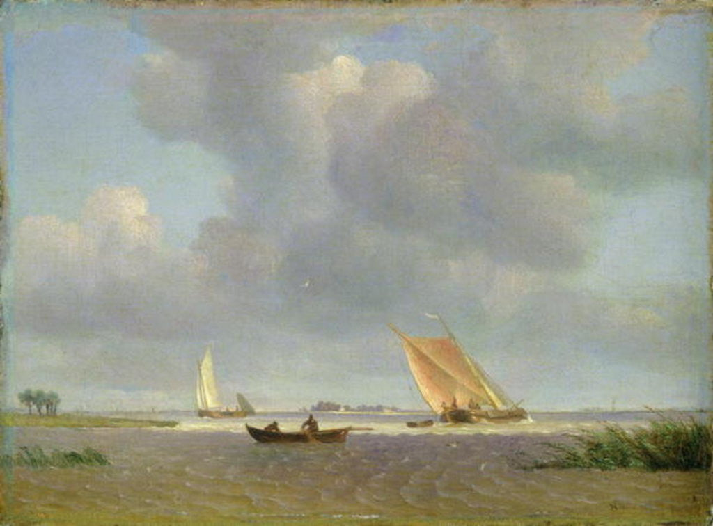 Detail of A fresh breeze on the Elbe by Adolf Vollmer