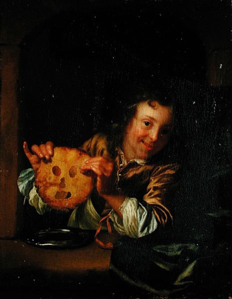 Detail of Boy with Pancakes by Godfried Schalcken