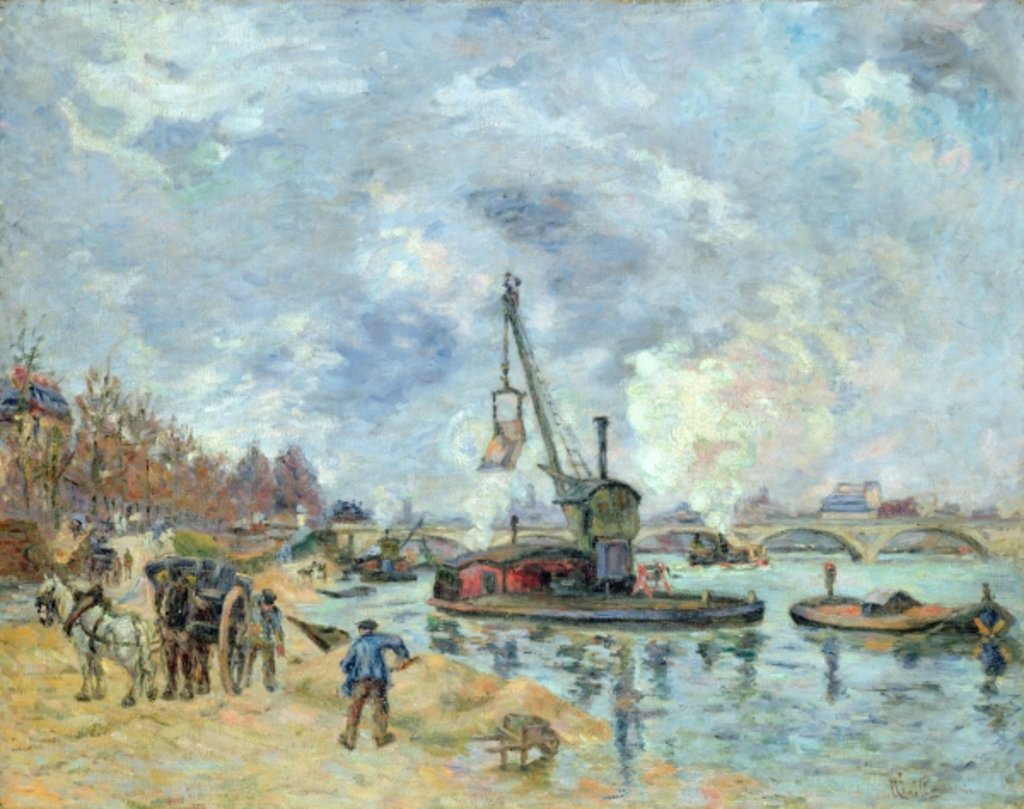 Detail of At the Quay de Bercy in Paris by Jean Baptiste Armand Guillaumin