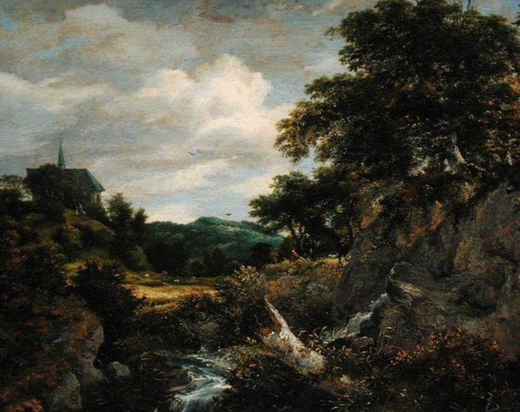 Detail of The Church on the Hill by Jacob Isaaksz. or Isaacksz. van Ruisdael