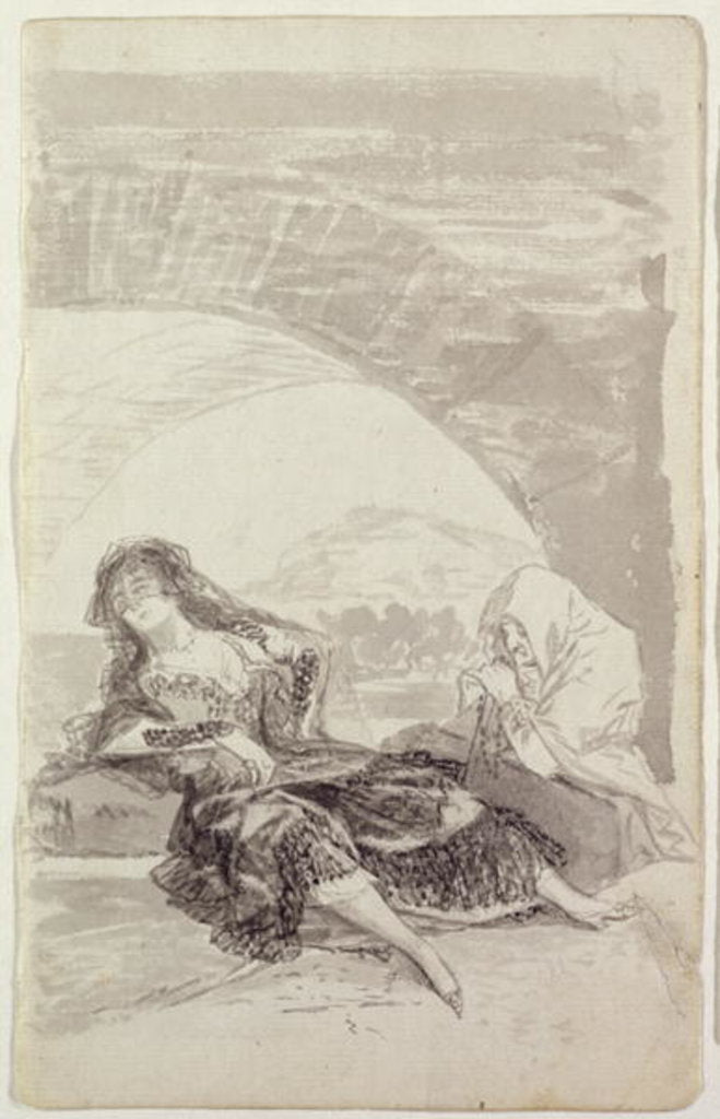 Detail of Maja and Celestina under an arch by Francisco Jose de Goya y Lucientes
