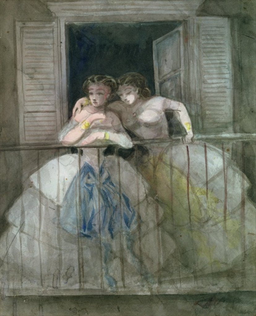 Detail of Girls on the Balcony by Constantin Guys