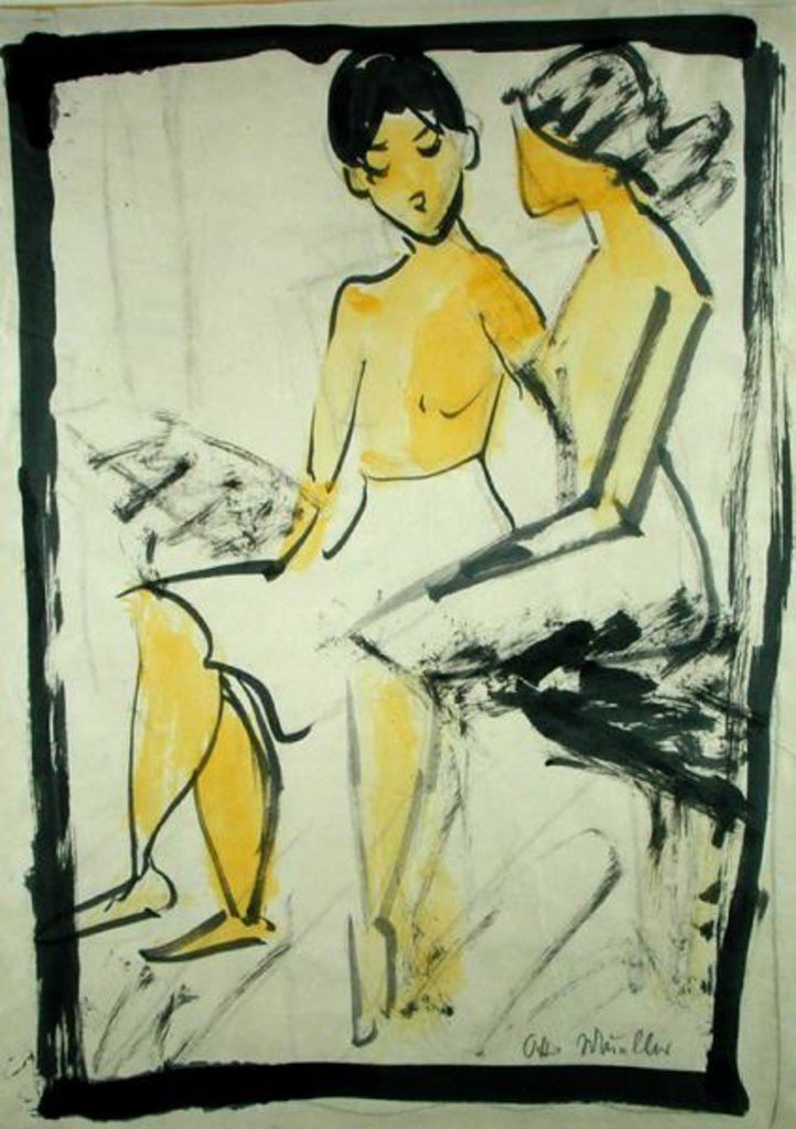 Detail of Two Young Girls, c.1911 by Otto Muller or Mueller