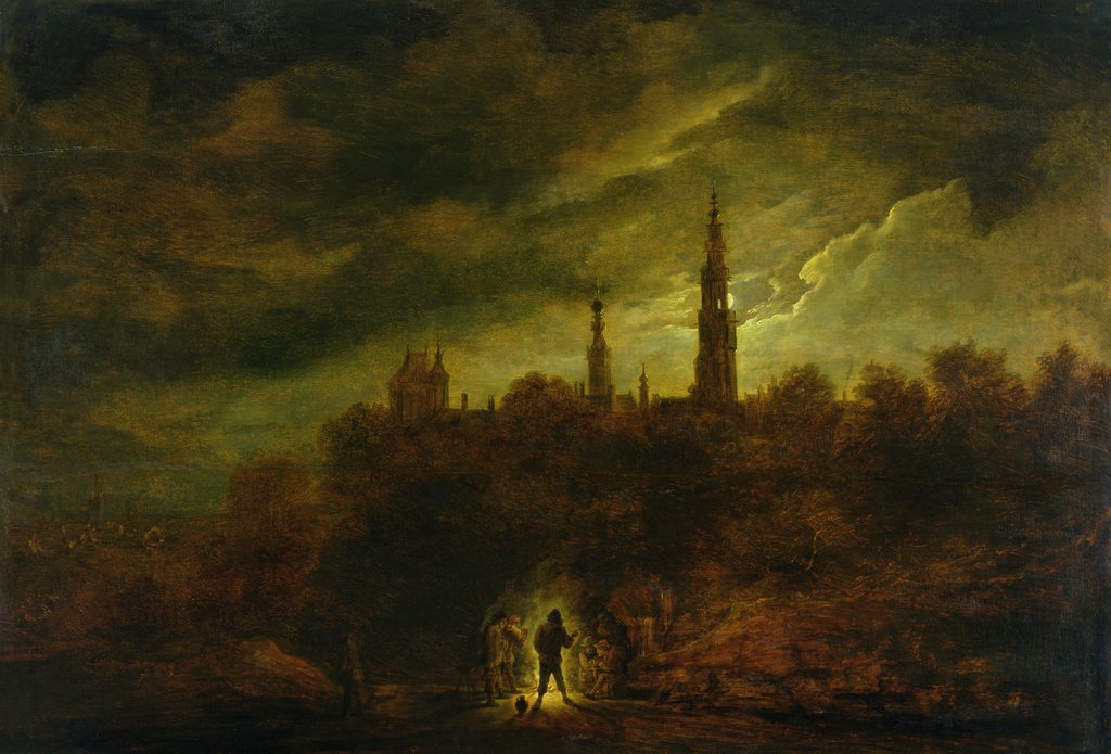 Detail of Moonlight Landscape by David the Younger Teniers