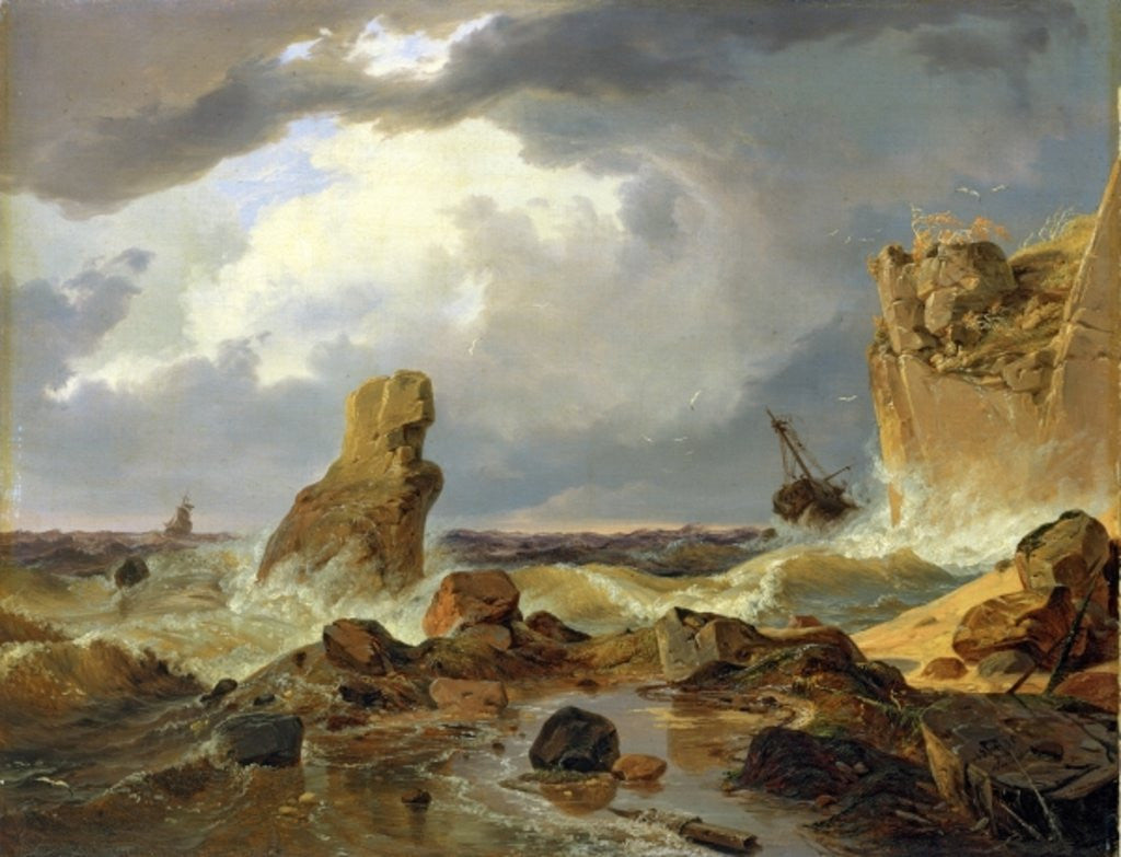 Detail of Surf on a Rocky Coast by Andreas Achenbach