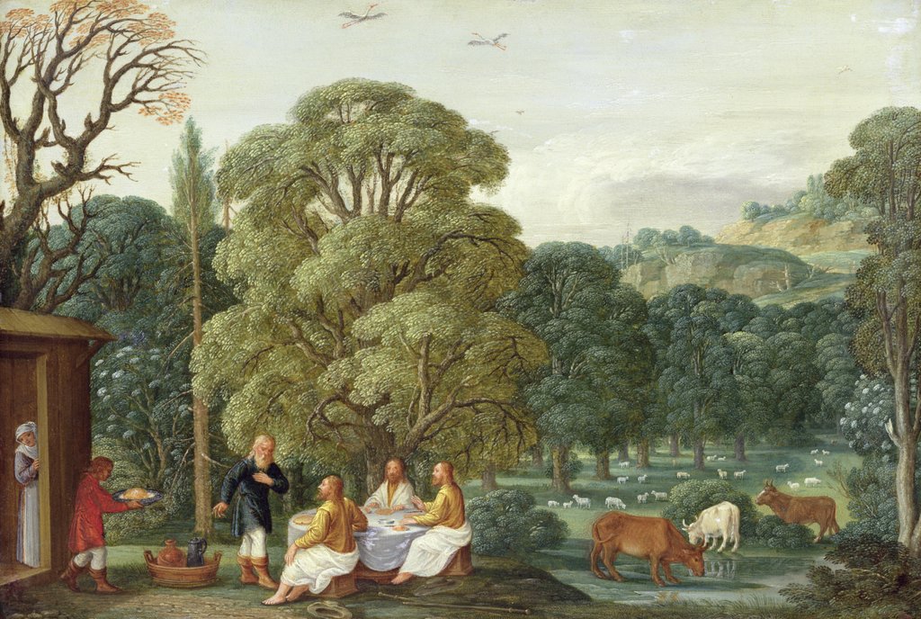 Detail of Abraham entertaining the Three Angels by Johann or Hans Konig
