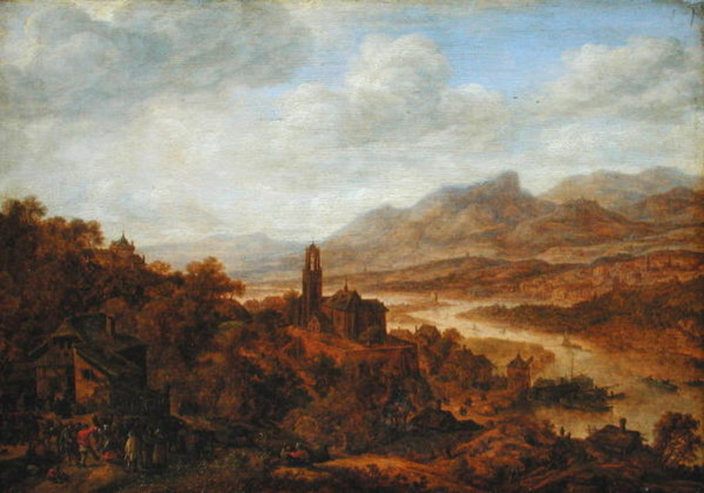 Detail of Landscape with the River Rhine, 1652 by Herman the Younger Saftleven