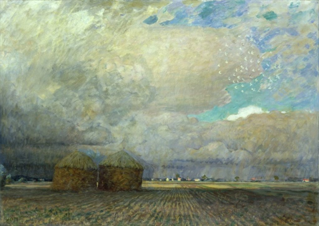 Detail of Landscape with Huts, 1900 by Leopold Karl Walter von Kalckreuth