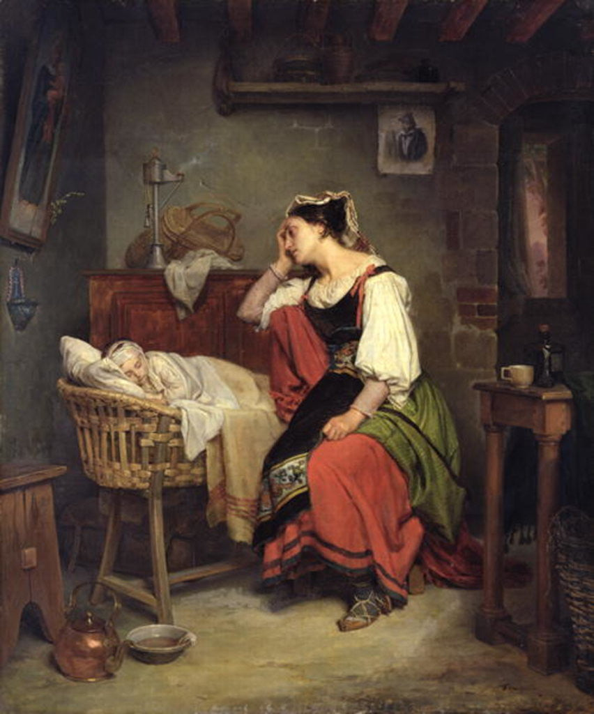 Detail of The Sick Child by Jean Augustin Franquelin