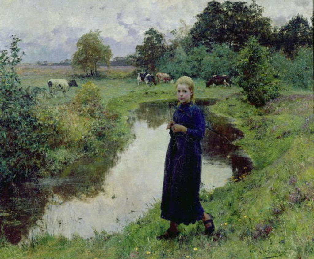 Detail of Young Girl in the Fields by Evariste Carpentier