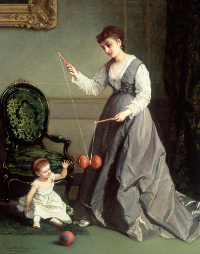 Detail of `Angel and Devil' or `Playing Diabolo, The-Devil-on-two-Sticks' 1868 by Cesare Felix dell' Acqua