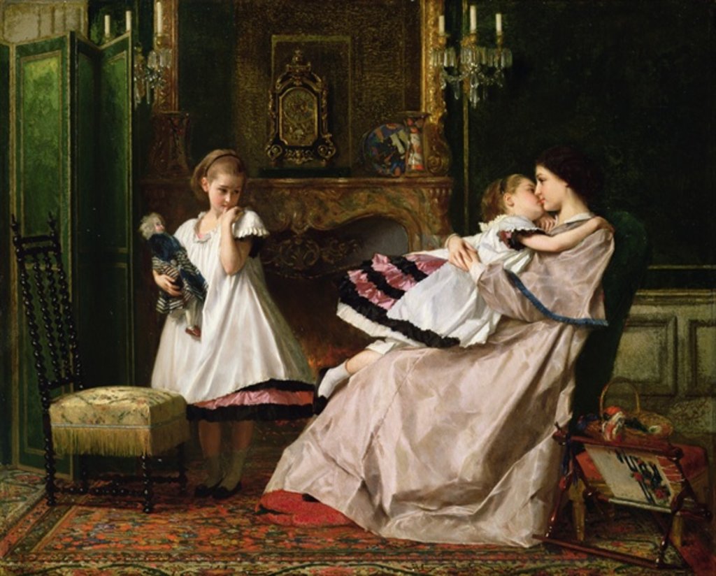 Detail of Motherly Love by Gustave Leonard de Jonghe