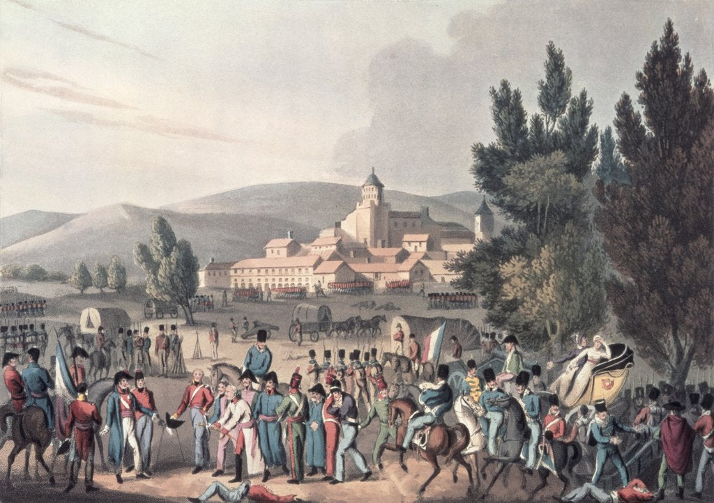 Detail of Battle of Vittoria, 1813, Bringing in the Prisoners, etched by I. Clarke, aquatinted by M. DuBourg by William (after) Heath