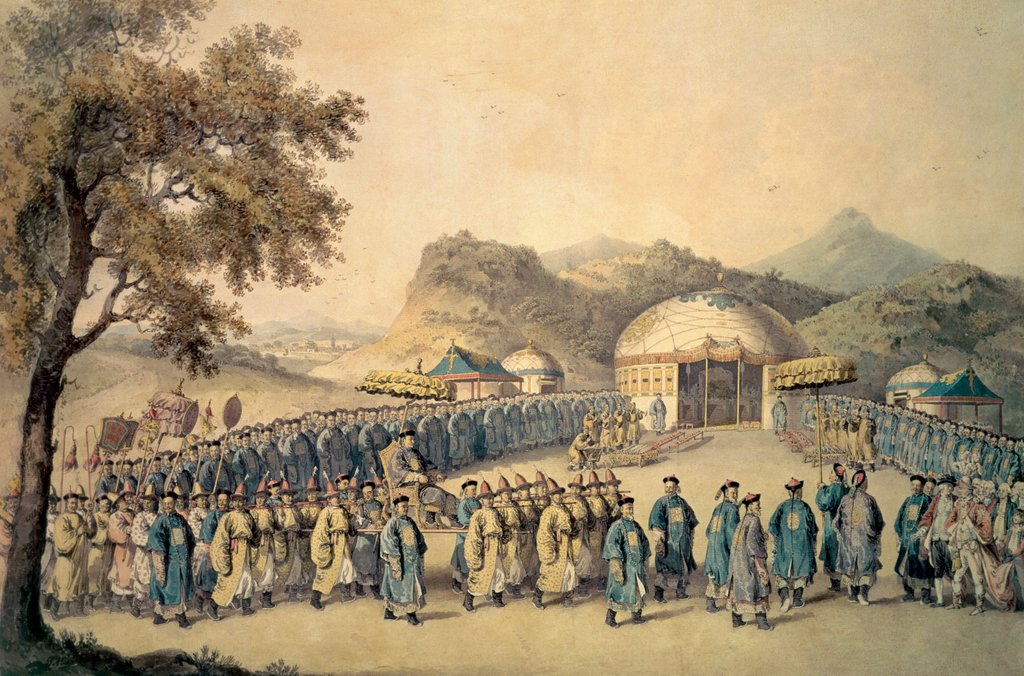 Detail of The Approach of the Emperor of China to his tent in Tartary to receive the British Ambassador, George, 1st Earl Macartney, 1793 by William (after) Alexander