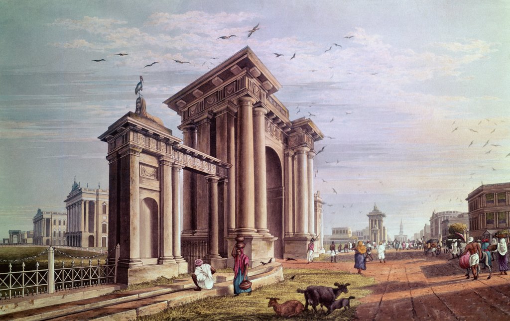 Detail of Court House Street, Calcutta by James Baillie (after) Fraser