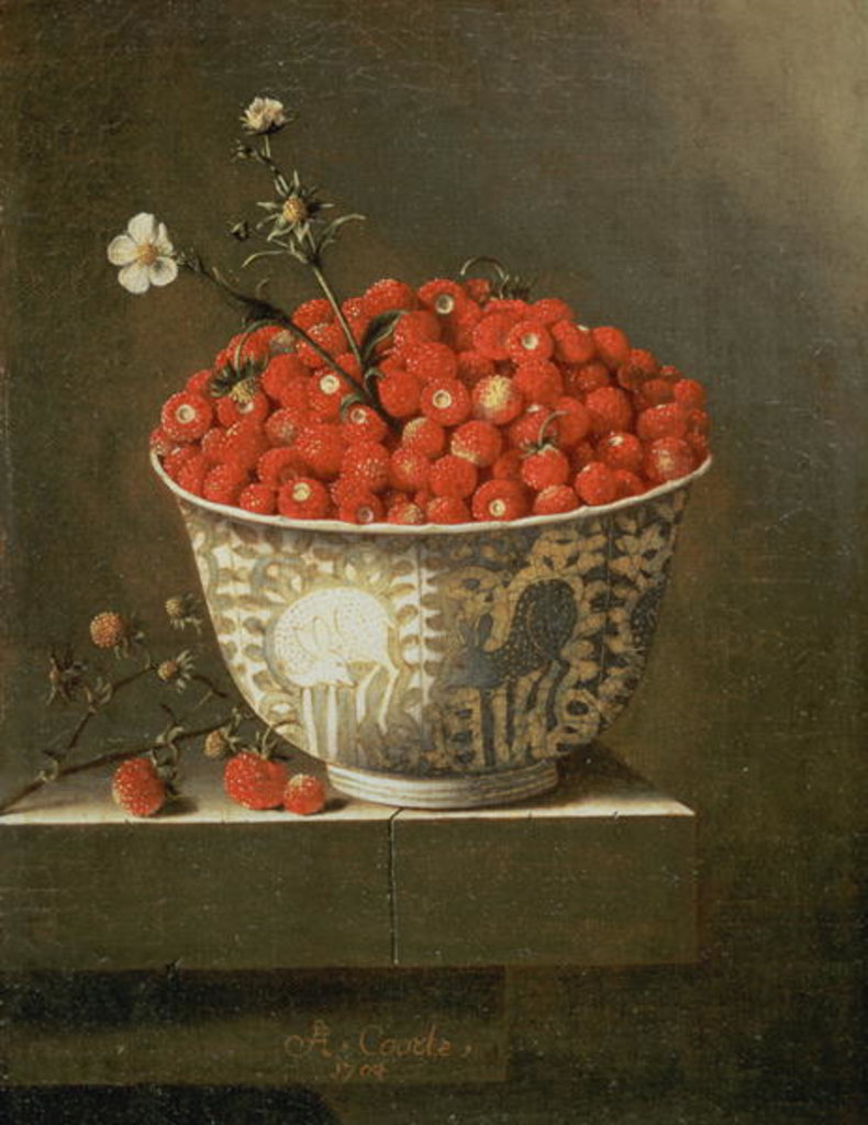 Detail of Still Life with Wild Strawberries in a Chinese Bowl by Adrian Coorte