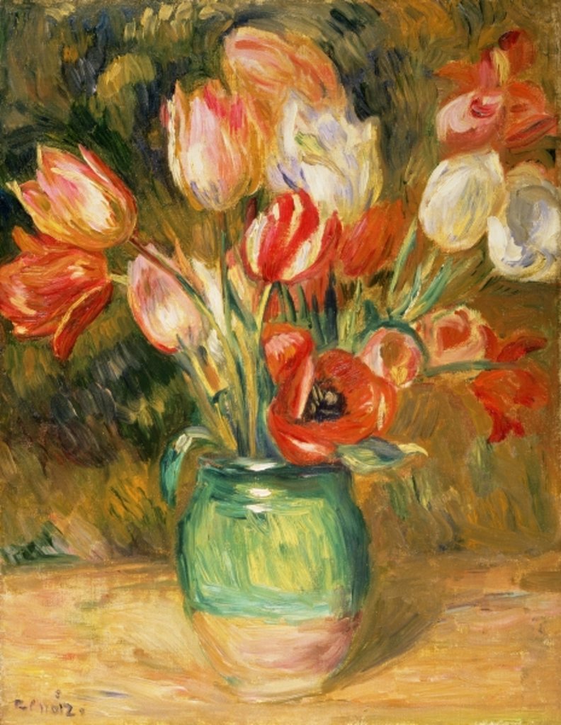 Detail of Tulips in a Vase by Pierre Auguste Renoir