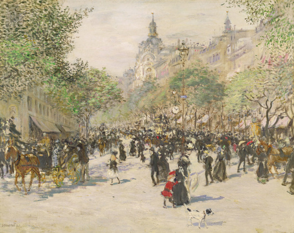 Detail of Boulevard Haussmann by Jean Francois Raffaelli