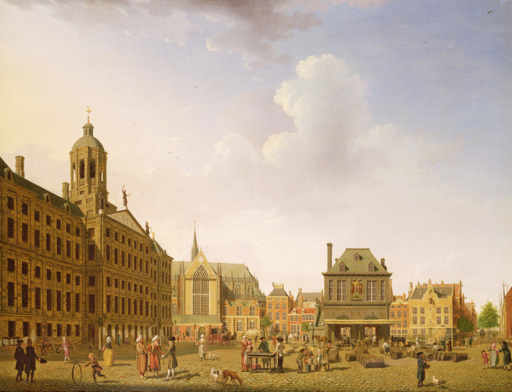 Detail of Dam Square - Amsterdam, 1782 by Isaak Ouwater