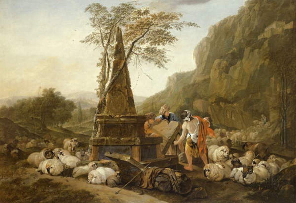 Detail of The Meeting of Jacob and Rachel at the Well by Johann Heinrich Roos