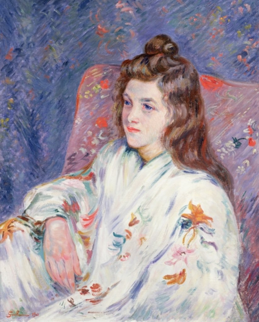 Detail of Portrait of Mlle. Guillaumin in a kimono, 1901 by Jean Baptiste Armand Guillaumin
