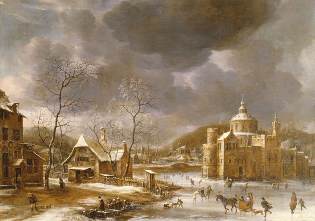 Detail of Winter Landscape by Jan Abrahamsz. Beerstraten