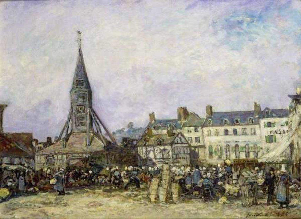 Detail of The Market at Sainte-Catherine, Honfleur by Johan-Barthold Jongkind