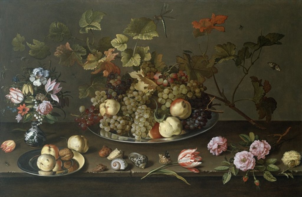 Detail of Still Life of Fruit, Flowers and Shells by Balthasar van der Ast