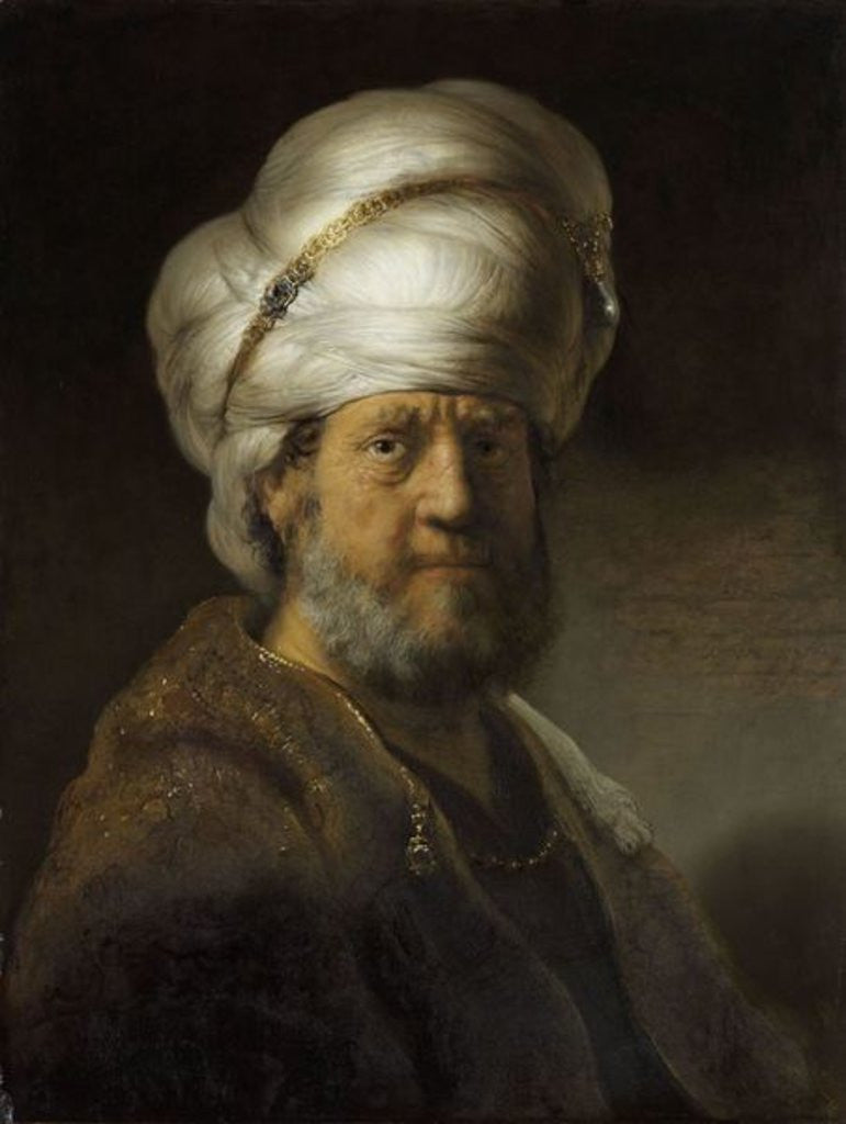 Detail of Man in Oriental Dress by Rembrandt Harmensz. van Rijn
