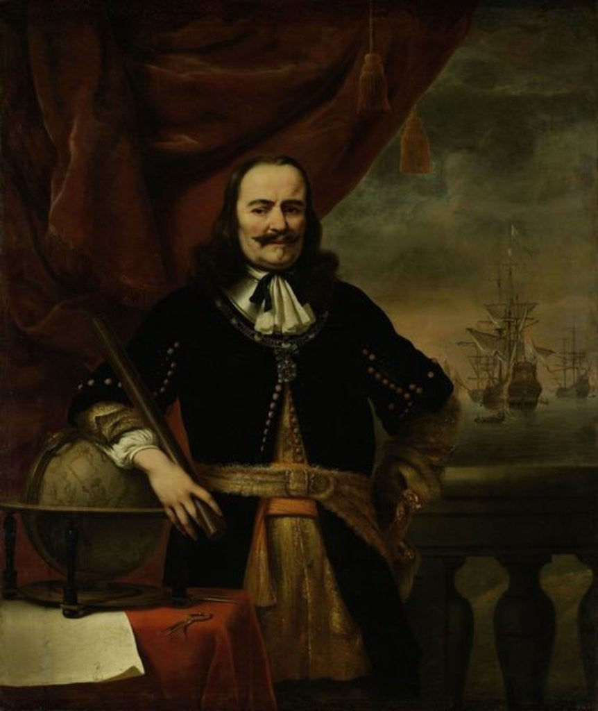 Detail of Michiel de Ruyter as Lieutenant-Admiral by Ferdinand Bol