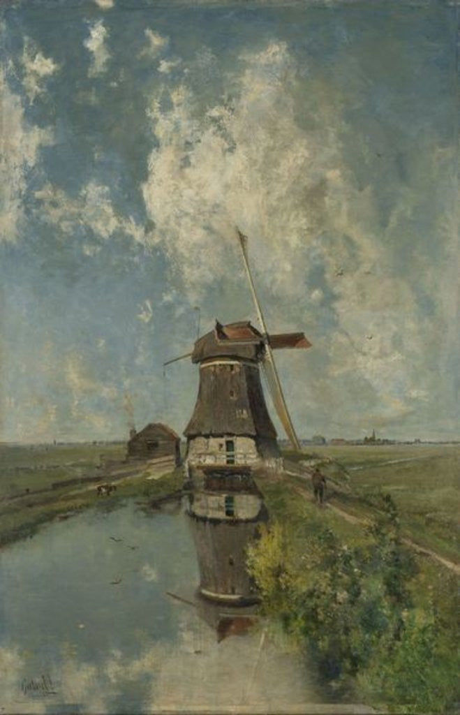 Detail of A Windmill on a Polder Waterway, known as In the Month of July by Paul Joseph Constantin Gabriel