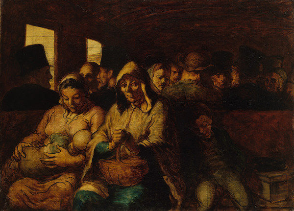 Detail of Interior of third-class carriage by Honore Daumier