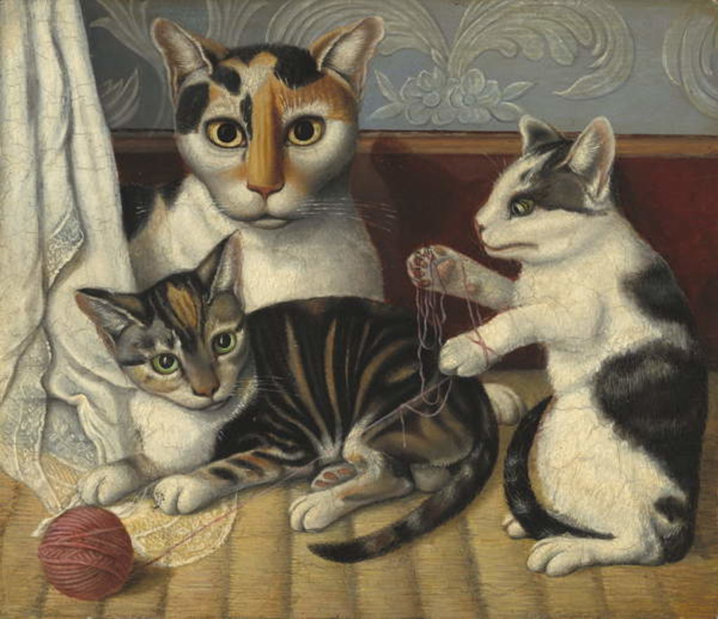 Detail of Cat and Kittens, c.1872-1883 by American School