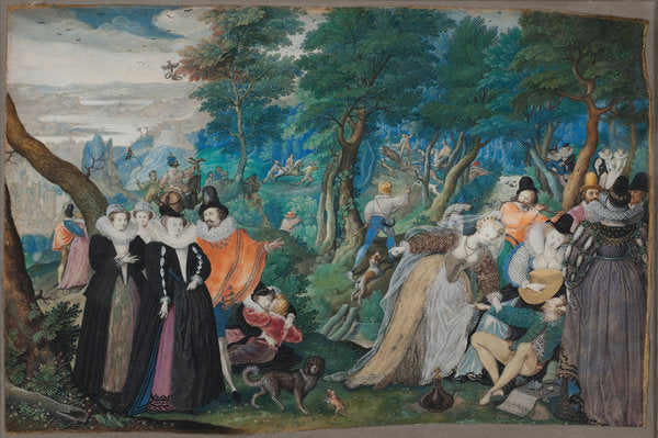 Detail of A party in the Open Air. Allegory on Conjugal Love, c. 1590-1595 by Isaac Oliver