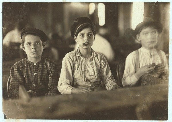 Detail of Boys making cigars at Englehardt & Co, Tampa, Florida, 1909 by Lewis Wickes Hine
