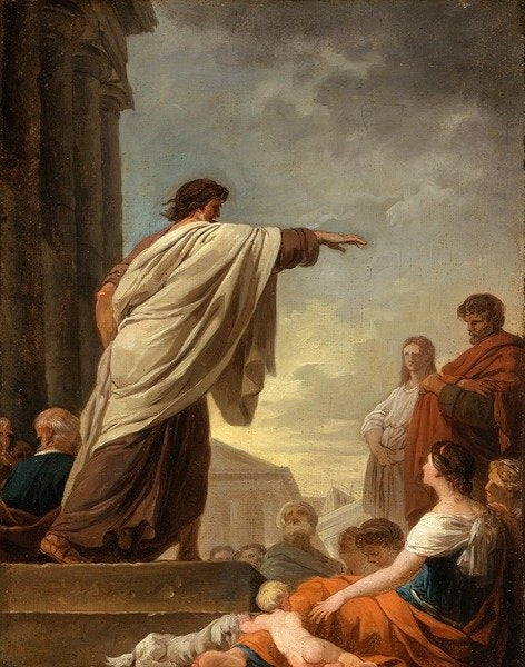 Detail of The Predication of Saint Paul, c.1779 by Joseph Benoit Suvee