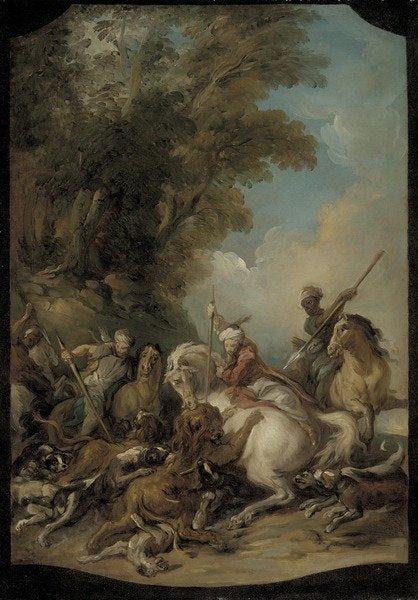 Detail of The Lion Hunt, 1735 by Jean Francois de Troy