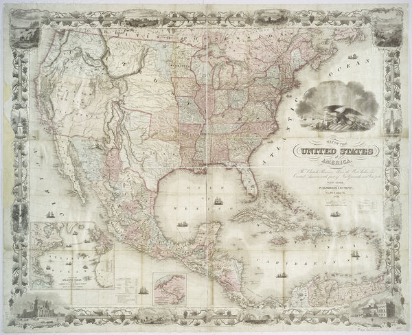 Detail of Map of the United States of America, British provinces, Mexico, West Indies and Central America, 1850 by American School