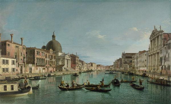 Detail of The Grand Canal in Venice with San Simeone Piccolo and the Scalzi church, c. 1738 by Canaletto